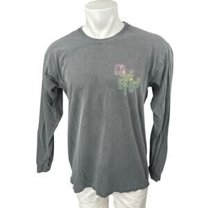 Comfort Colors Men's Gray Crew Neck Long Sleeve Graphic Sweatshirt Sweater Top L